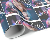 Happy birthday voeg je eigen grappige foto toe cadeaupapier (Rol Hoek)