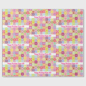 Happy Birthday Voeg naam toe & Age Girl's Cute Cadeaupapier (Vlak)