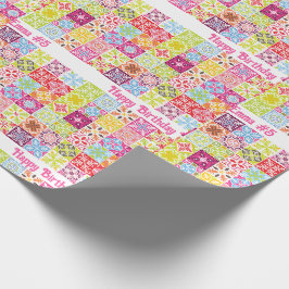 Happy Birthday Voeg naam toe & Age Girl's Cute Cadeaupapier