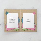 Happy Birthday voeg naam toe roze groen blauw rust Kaart (Binnen)