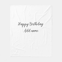 Happy Birthday voeg naam toe titel simpel minimaal Fleece Deken