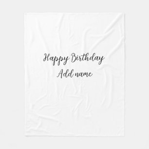 Happy Birthday voeg naam toe titel simpel minimaal Fleece Deken