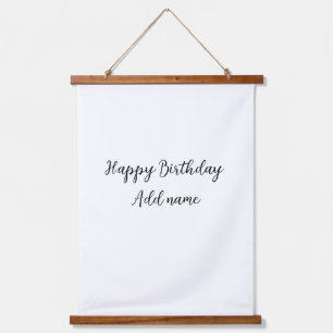 Happy Birthday voeg naam toe titel simpel minimaal Hangend Wandkleed