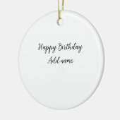 Happy Birthday voeg naam toe titel simpel minimaal Keramisch Ornament (Links)