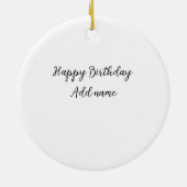 Happy Birthday voeg naam toe titel simpel minimaal Keramisch Ornament (Achterkant)
