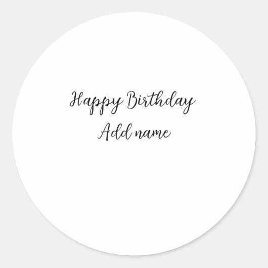 Happy Birthday voeg naam toe titel simpel minimaal Ronde Sticker (Voorkant)