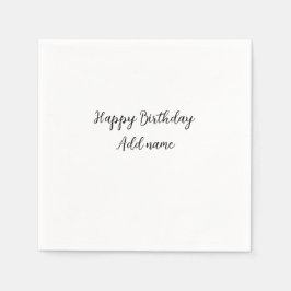 Happy Birthday voeg naam toe titel simpel minimaal Servet