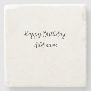 Happy Birthday voeg naam toe titel simpel minimaal Stenen Onderzetter