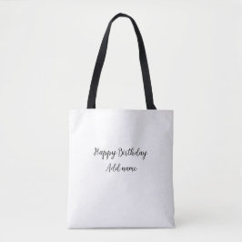 Happy Birthday voeg naam toe titel simpel minimaal Tote Bag