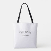 Happy Birthday voeg naam toe titel simpel minimaal Tote Bag (Achterkant)