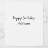 Happy Birthday voeg naam toe titel simpel minimaal Wijn Etiket (Enkel label)