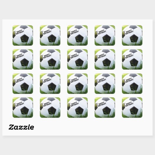 Happy Birthday Voetbal Vierkante Sticker (Vel)