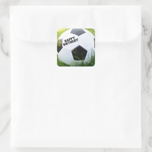 Happy Birthday Voetbal Vierkante Sticker (Tas)
