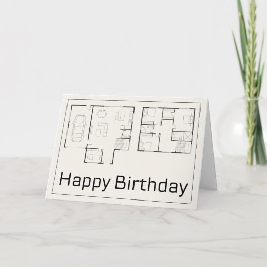 Happy Birthday voor Architect, Architectuur Bedankkaart (Voorkant)