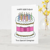 Happy Birthday voor Caregiver Cake en Candles Kaart (Gele Bloem)