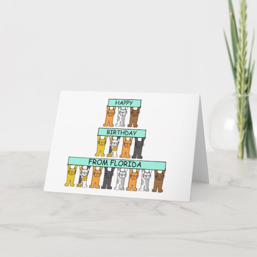 Happy Birthday voor Cartoon Cats Kaart (Voorkant)