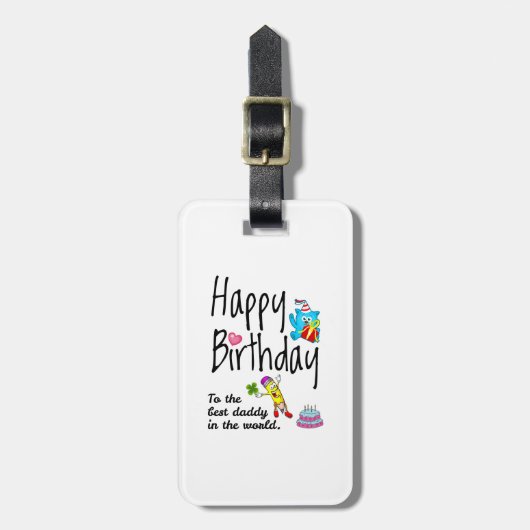 Happy Birthday voor de beste vader ter wereld Bagagelabel (Voorkant verticaal)
