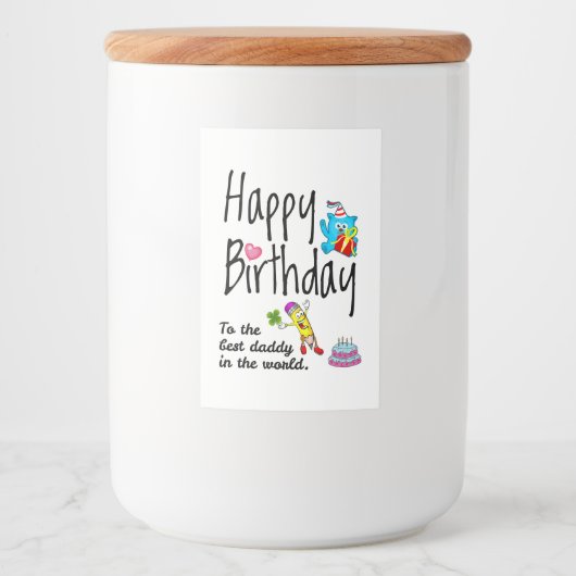 Happy Birthday voor de beste vader ter wereld Voedselcontainer Etiket (Voorkant)