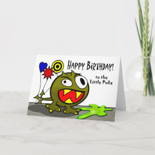 Happy Birthday voor de kleine Puke Funny Monster Kaart