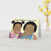 Happy Birthday voor de tweeling Kaart (Gele Bloem)