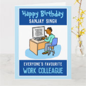 Happy Birthday voor een Aziatische Colleague Kaart (Gele Bloem)