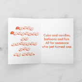 Happy Birthday voor een jaar oud, Cartoon Dragon Kaart (Binnen)