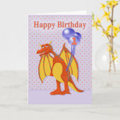 Happy Birthday voor een jaar oud, Cartoon Dragon Kaart (Gele Bloem)