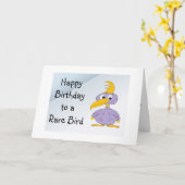 Happy Birthday voor een zeldzame vogel - Cartoon Kaart (Gele Bloem)