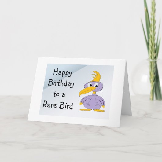 Happy Birthday voor een zeldzame vogel - Cartoon Kaart (Voorkant)