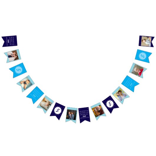 Happy Birthday voor elke leeftijd Foto Blauw Wit Vlaggetjes (Alle)