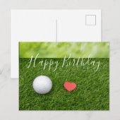Happy Birthday voor golfer met liefde en golfbal Briefkaart (Voorkant / Achterkant)
