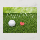 Happy Birthday voor golfer met liefde en golfbal Briefkaart (Voorkant)