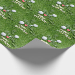 Happy Birthday voor golfer met liefde en golfbal Cadeaupapier