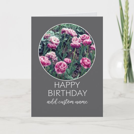 Happy Birthday voor het personaliseren van  roze t Kaart (Voorkant)