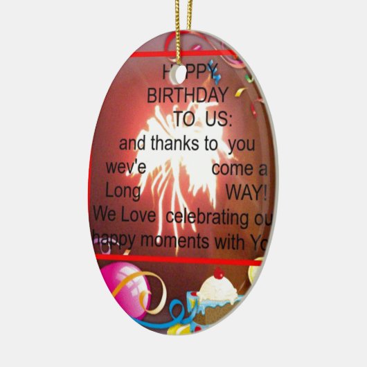 Happy Birthday voor ons Art Print Keramisch Ornament (Links)