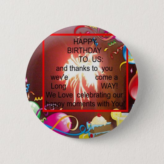 Happy Birthday voor ons Art Print Ronde Button 5,7 Cm (Voorkant)