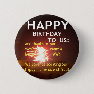 Happy Birthday voor ons Art Print Ronde Button 5,7 Cm