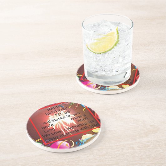 Happy Birthday voor ons Art Print Zandsteen Onderzetter (Zijkant)