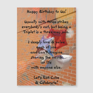 Happy Birthday voor ons Triplets Magnetic Card