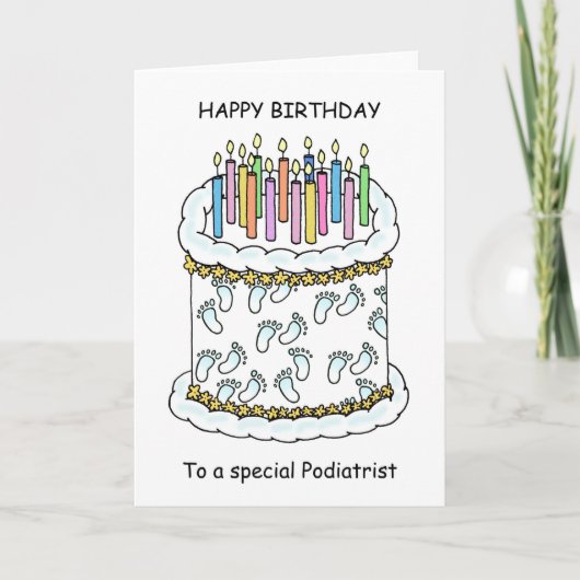 Happy Birthday voor Podiatrist Cake en Candles Kaart (Voorkant)
