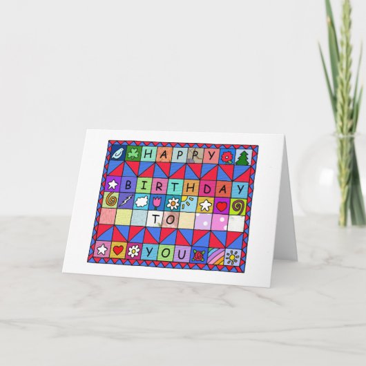 Happy Birthday voor Quilter of Patchwork Lover Kaart (Voorkant)
