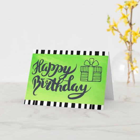 Happy Birthday voor u als groen en zwart Kaart (Gele Bloem)