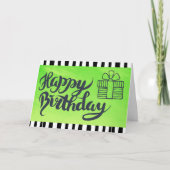 Happy Birthday voor u als groen en zwart Kaart (Voorkant)