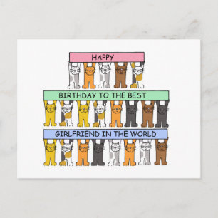 Happy Birthday Vriendin Cartoon Katten Briefkaart