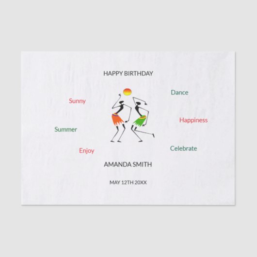 Happy Birthday Vriendin's Happiness Dance Tissuepapier (Voorkant)