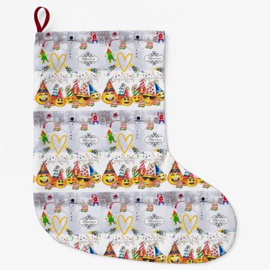 Happy Birthday Vrolijk kerstkous Grote Kerstsok (Voorkant)