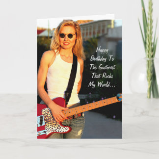 Happy Birthday Vrouw Guitarist Rocks Card Kaart