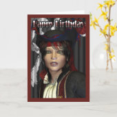 Happy Birthday Vrouw Pirate Kaart (Gele Bloem)