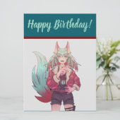 happy Birthday, VTuber, anime  Feestdagenkaart (Staand voorkant)