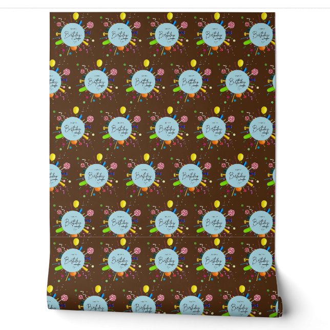 Happy Birthday Wallpaper | aangepast vinyl decor Behang (Afrollen)